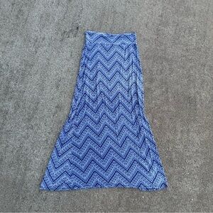 Blue Chevron Maxi Skirt